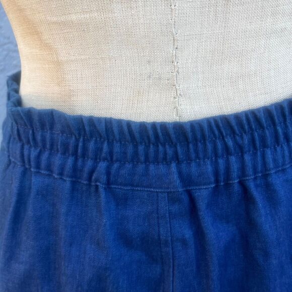 Vintage Western Skirt Womens Medium Blue Chambray Midi Nickel Button Cowgirl - Picture 10 of 12